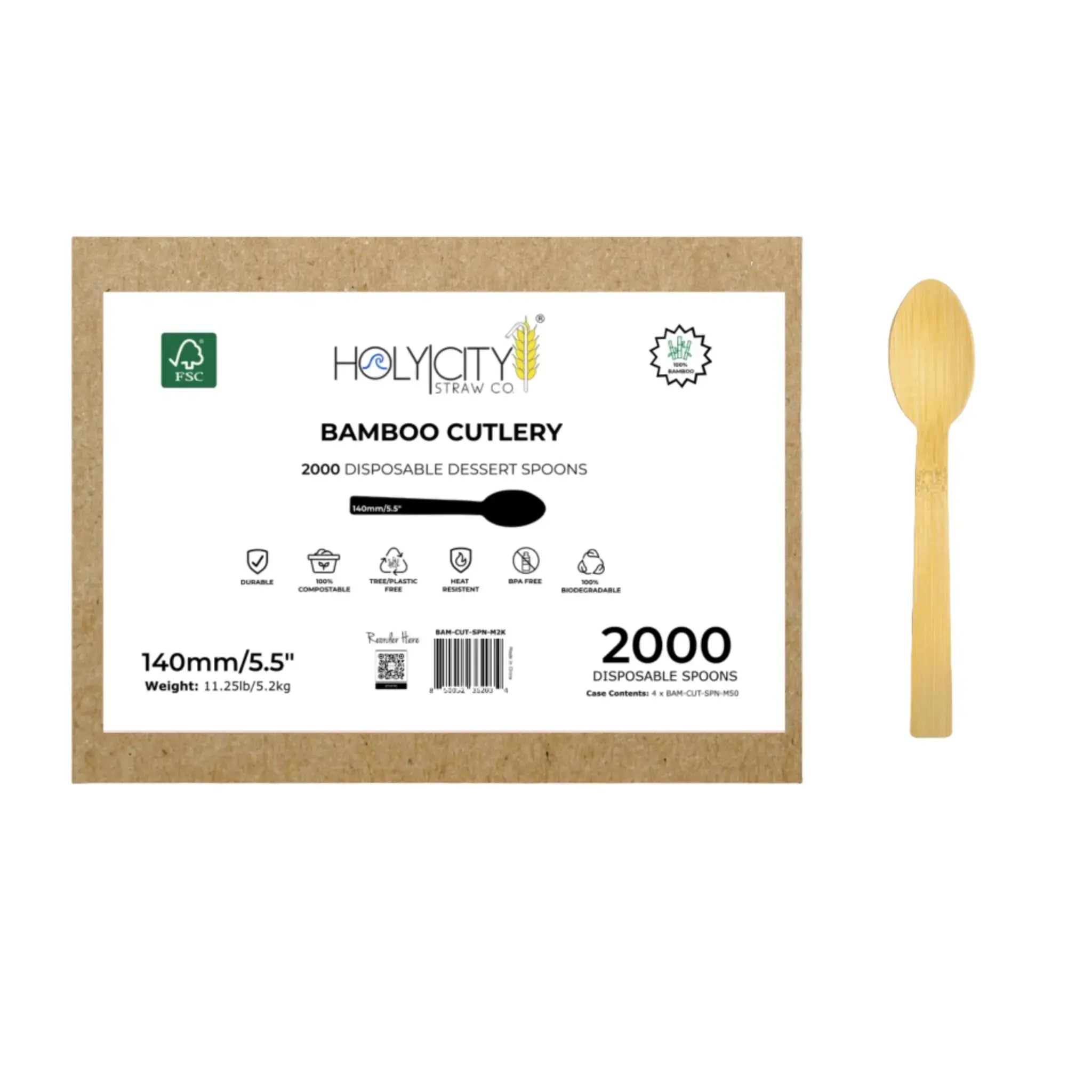 5.5" Bamboo Dessert Spoons