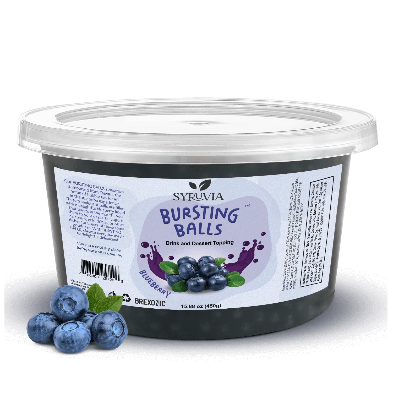1 LB Blueberry Flavored Boba Balls for a Bursting and Popping Boba Experience