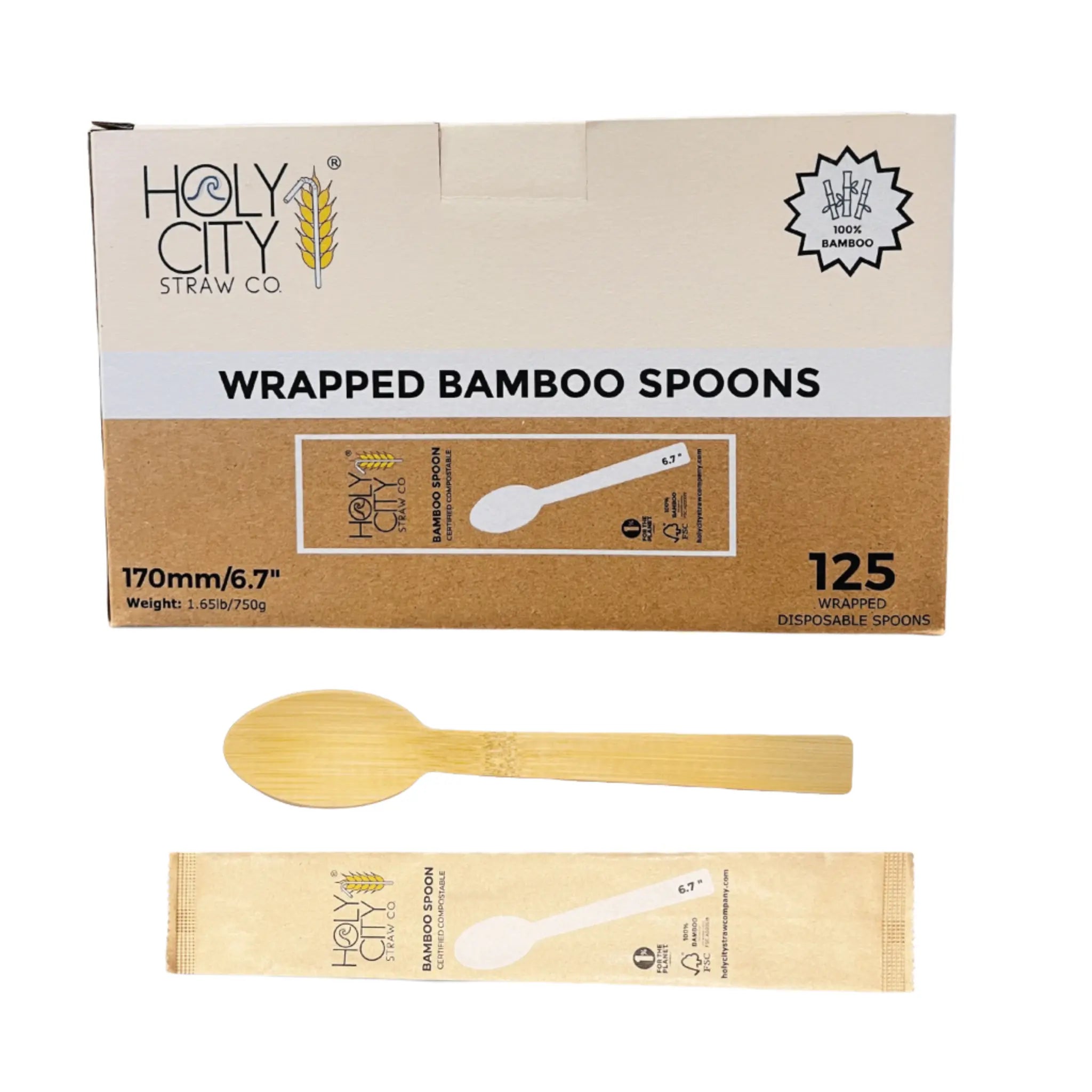 6.7" Wrapped Bamboo Spoons