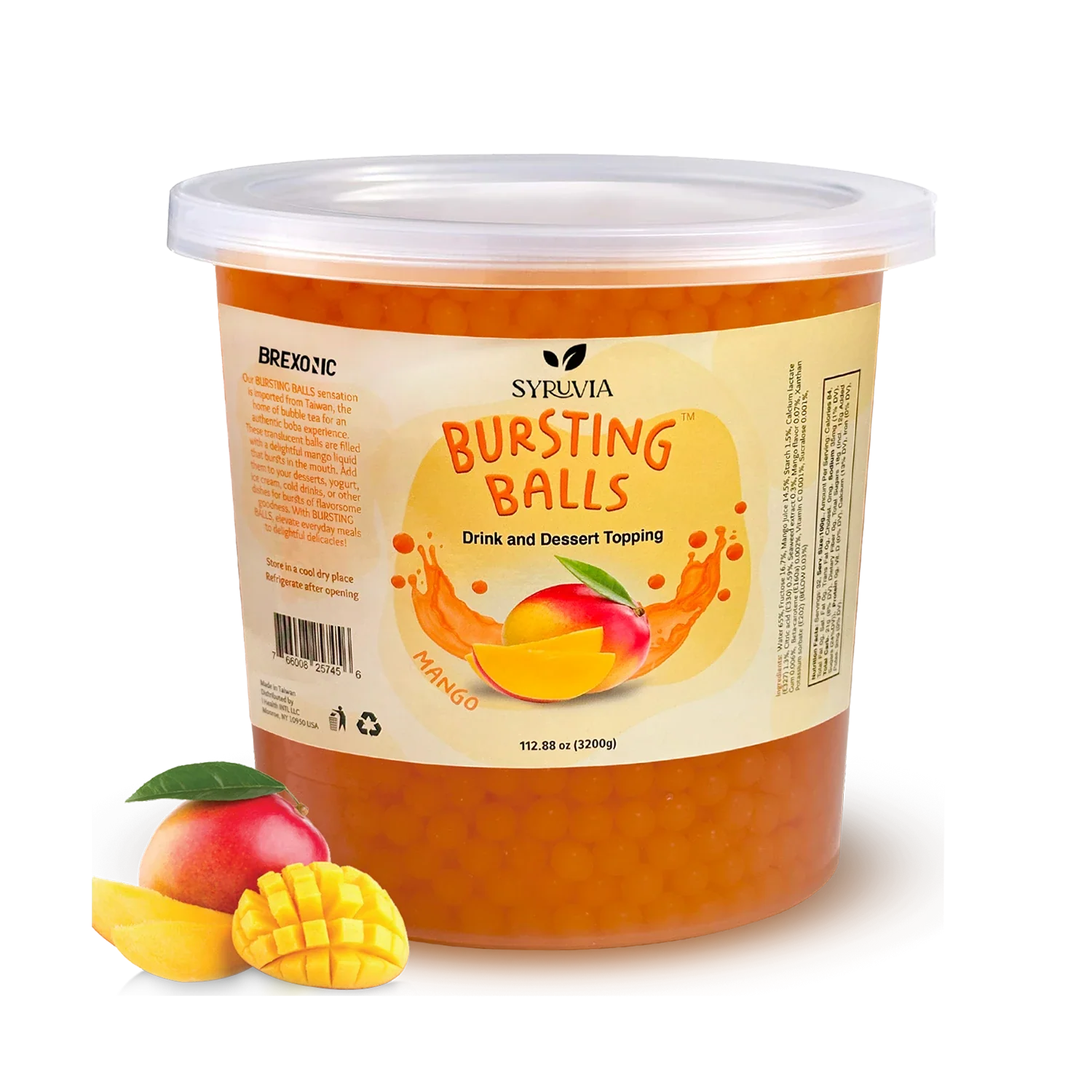7 LB Mango Flavored Boba Balls for a Bursting and Popping Boba Experience ( 1 case 4x 7lb)