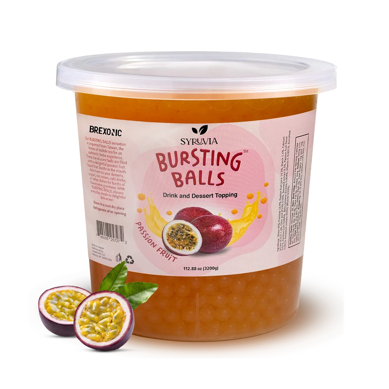 7 LB Passion Fruit Flavored Boba Balls for a Bursting and Popping Boba Experience ( 1 case 4x 7lb)