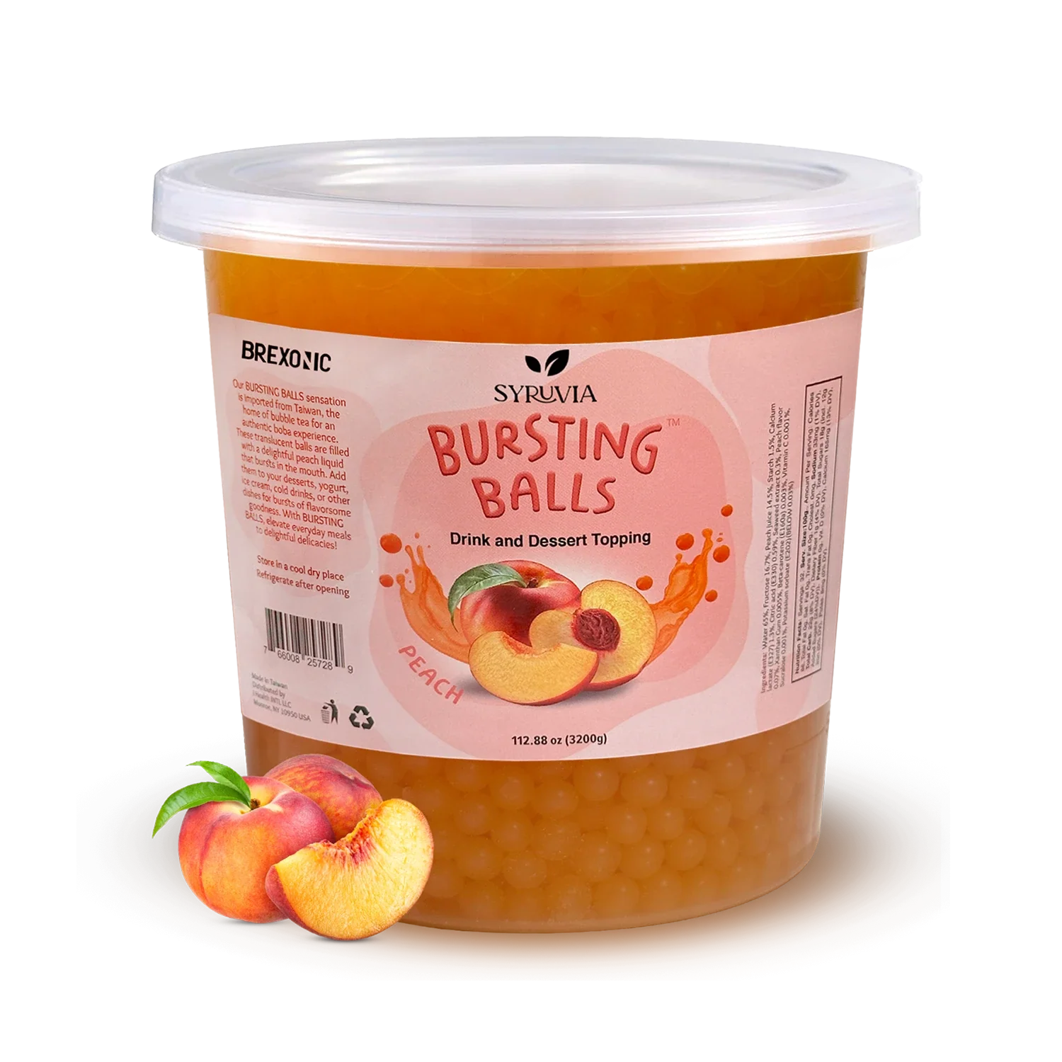 7 LB Peach Flavored Boba Balls for a Bursting and Popping Boba Experience ( 1 case 4x 7lb)