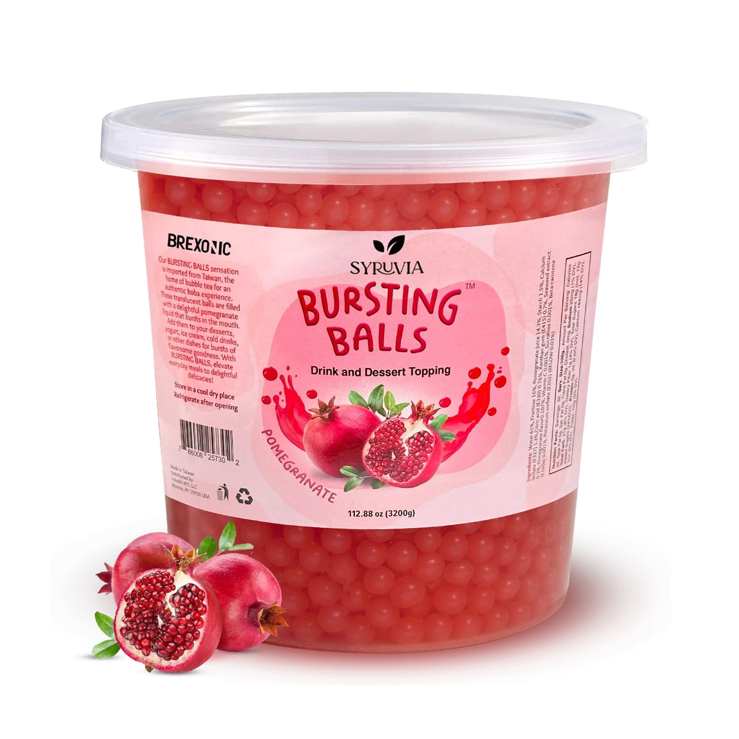 7 LB Pomegranate Flavored Boba Balls for a Bursting and Popping Boba Experience ( 1 case 4x 7lb)