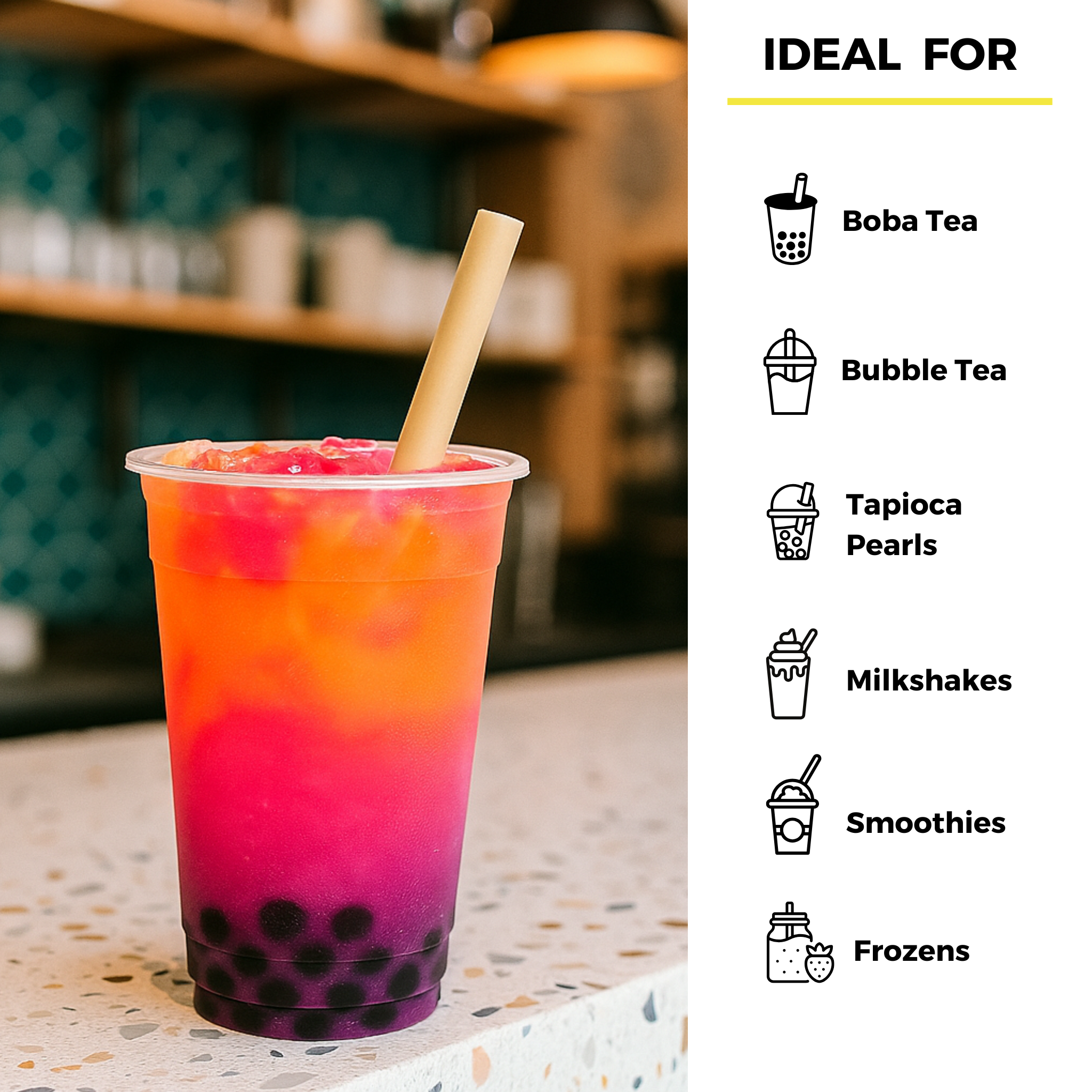 8.7" Wrapped Boba Bamboo Fiber Straws | 12mm