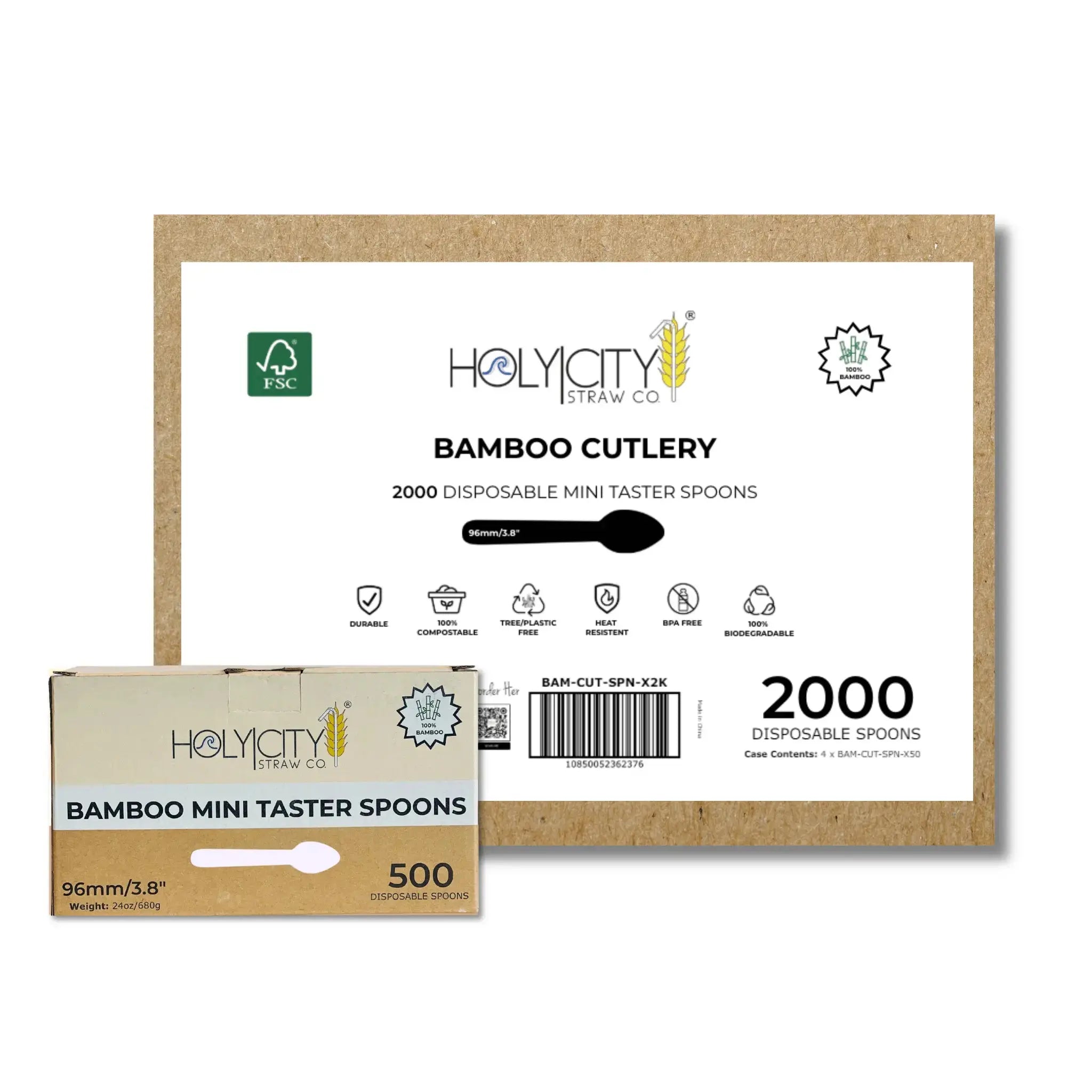 3.8" Bamboo Mini Taster Spoons