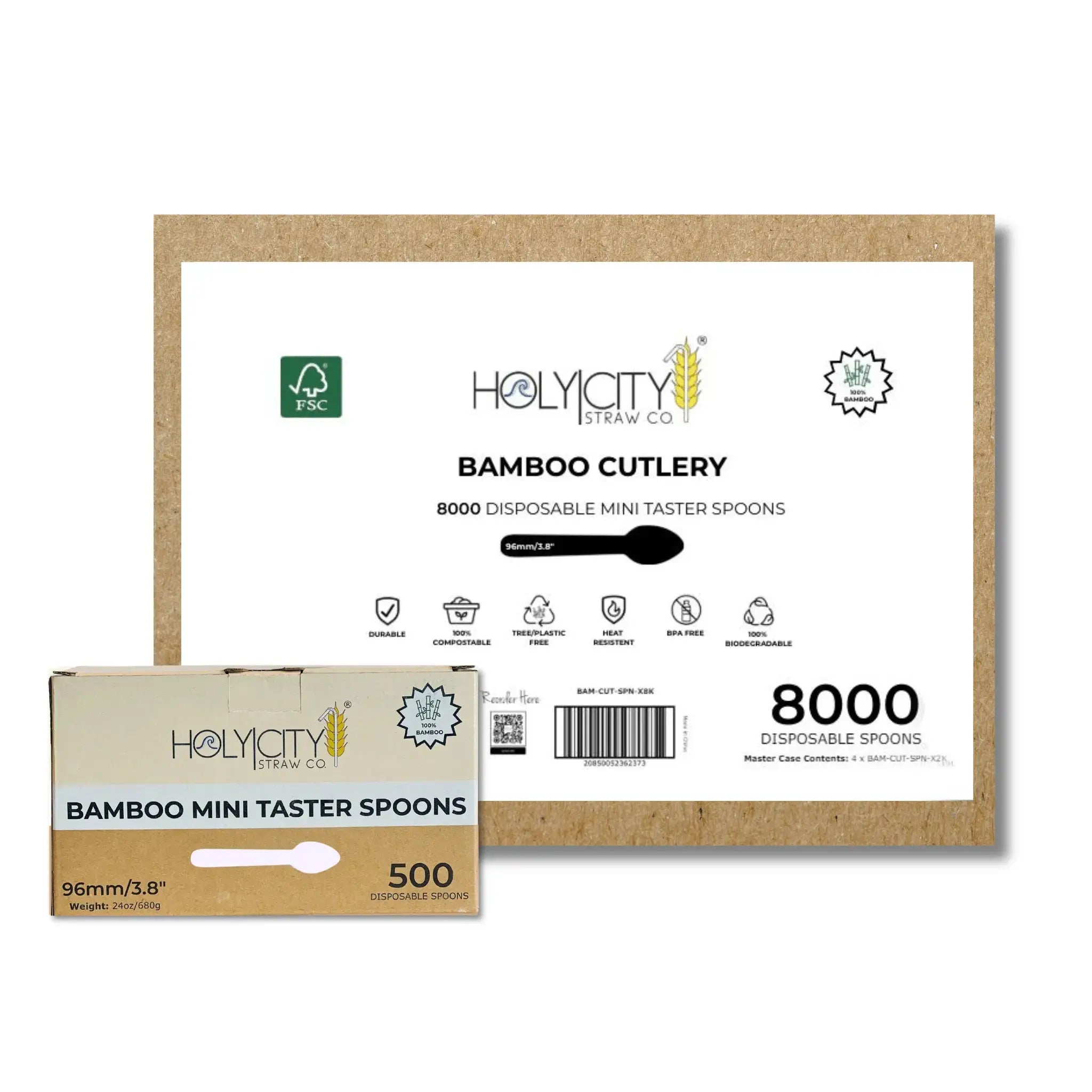 3.8" Bamboo Mini Taster Spoons