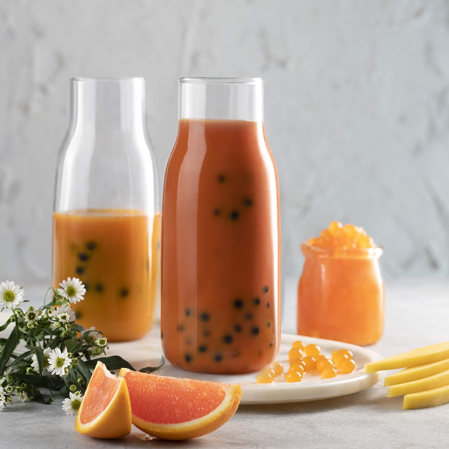 7 LB Passion Fruit Flavored Boba Balls for a Bursting and Popping Boba Experience ( 1 case 4x 7lb)