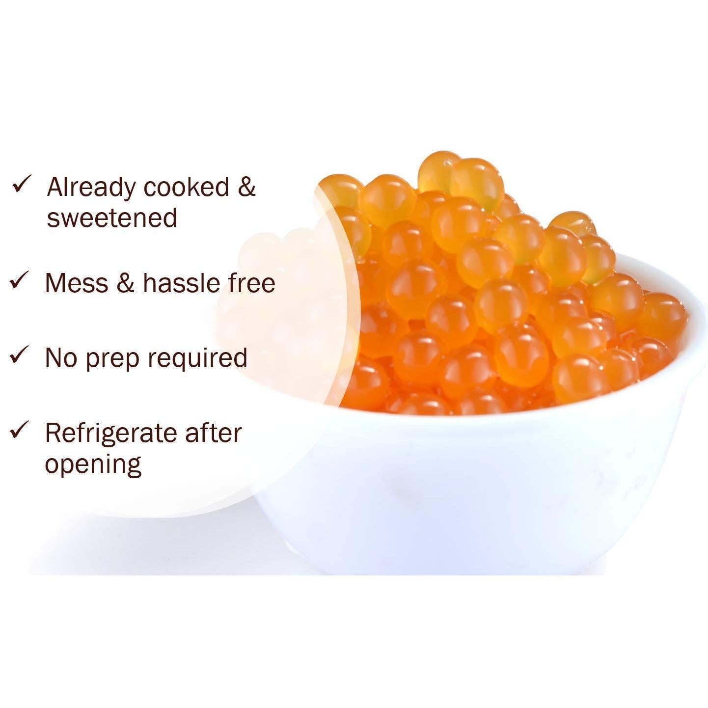 7 LB Peach Flavored Boba Balls for a Bursting and Popping Boba Experience ( 1 case 4x 7lb)