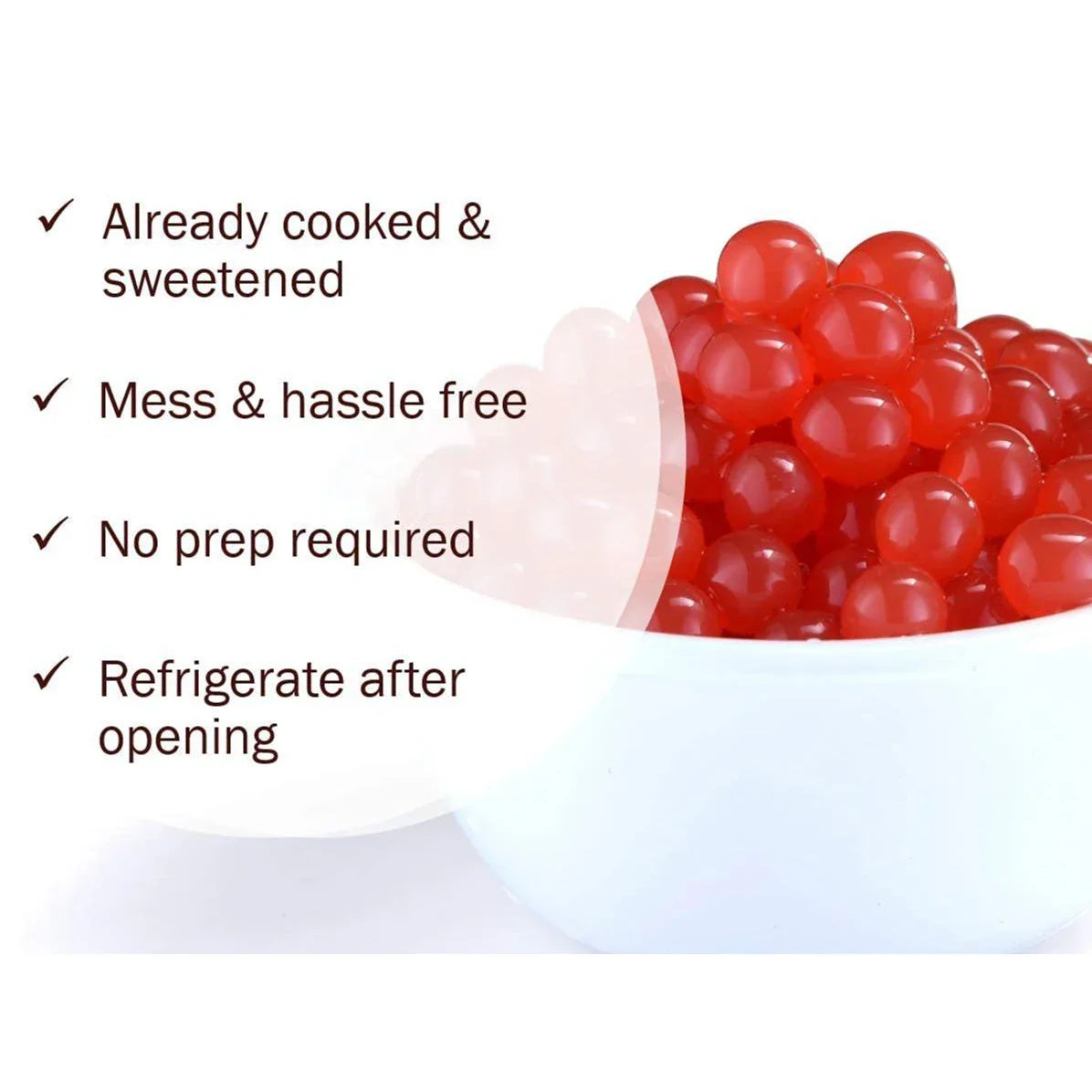 7 LB Strawberry Flavored Boba Balls for a Bursting and Popping Boba Experience ( 1 case 4x 7lb)