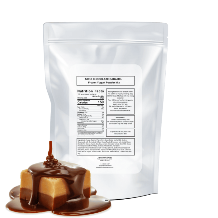Chocolate Caramel Frozen Yogurt Pre Mix One Bag (2kg/4.4lb) - Image 3