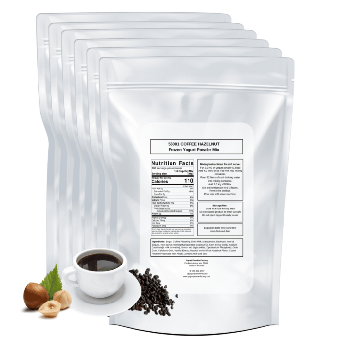 Coffee Hazelnut Back of Bag Nutrition Facts YPF