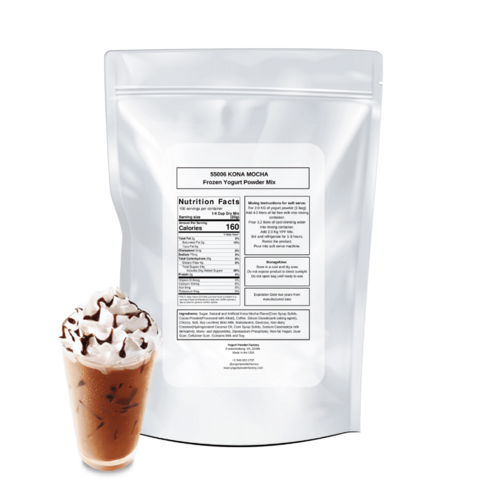 Kona Mocha Frozen Yogurt Pre Mix One Bag (2kg/4.4lb) - Image 3