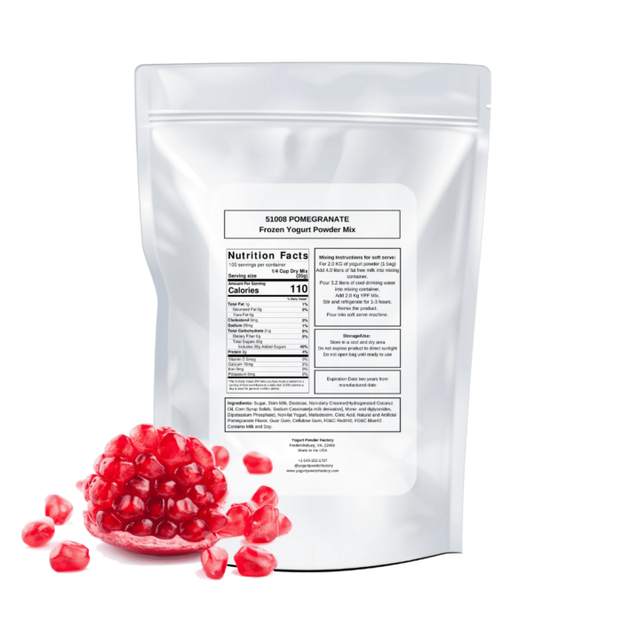 Pomegranate Frozen Yogurt Pre Mix One Bag (2kg/4.4lb) - Image 3