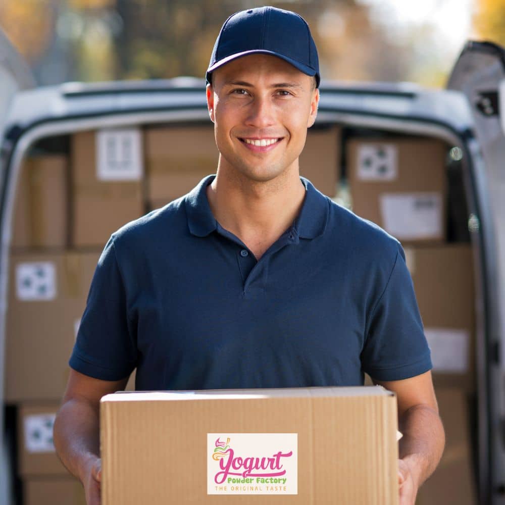 friendly man holding YPF box 